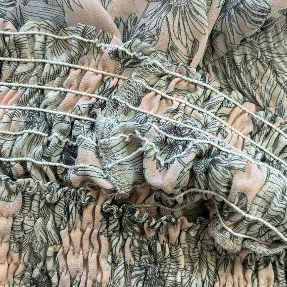 Misa Los Angeles Smocked Off The Shoulder Ruffle Floral Ruched Dress Womem’s XS - Picture 10 of 15